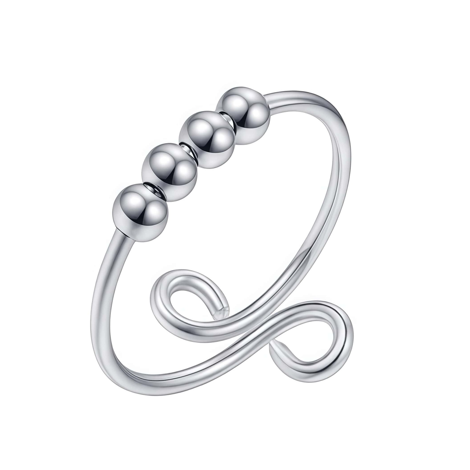 Rotatable Fidget Spinner Ring Womens Open Adjustable Anxiety Relief Rings